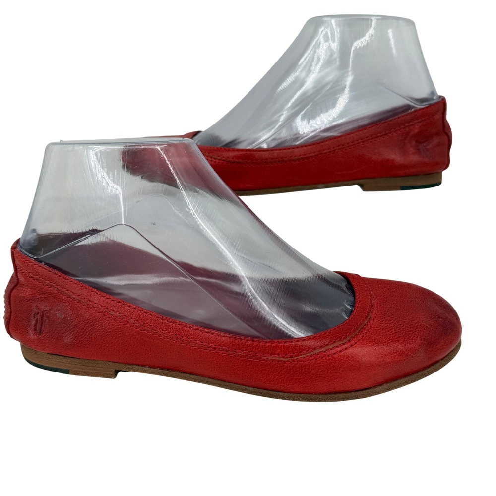 Frye Carson Ballet Flats Womens 5.5 Red Leather Round Toe Slip On